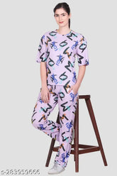 Wild Dreams women's summer wear half sleeve allover printed coords set (crop & lower) - cotton blend, comfortable and lightweight for everyday activities