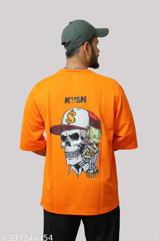 Imported polyester drop shoulder oversized Rarescape Kush print t-shirt, short sleeves, size M (38in x 26in), India origin