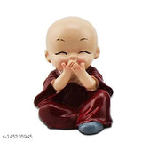 Poly resin handcrafted Indian monk figurine set, colorful and easy-to-maintain car accessories