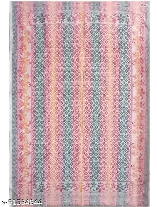 Multicolor pack of 5 Terry Retail's Original Solapur Chaddar Single Bed Cotton Blankets, floral patterned flat sheets for mild winter adult use, made in India (600 thread count)