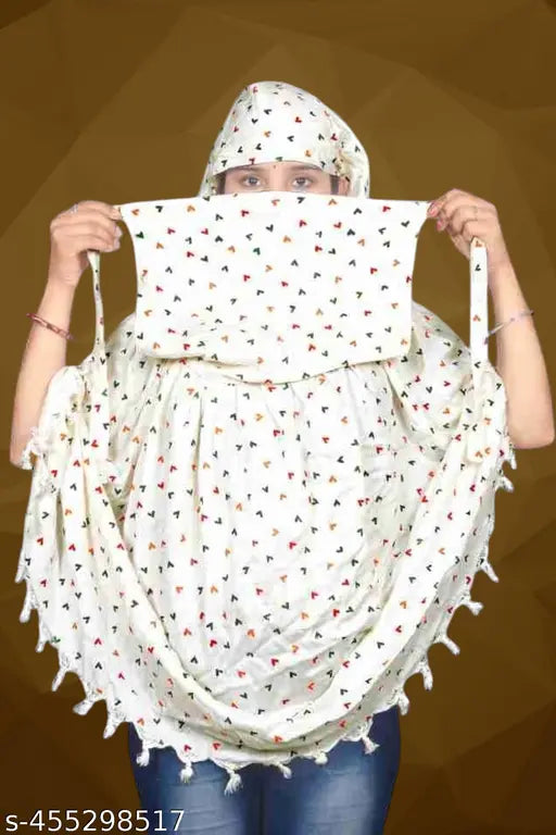 Pure cotton, full-face cover scarf for summer skin protection, Bandhani print