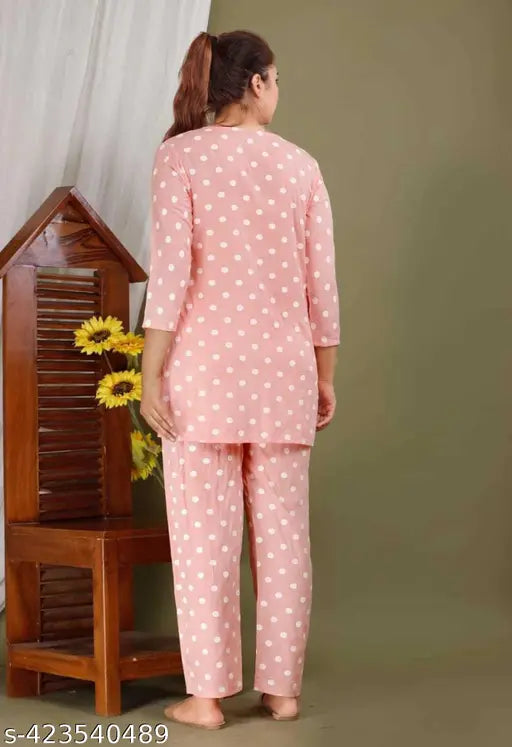 Colors-for-life printed rayon nightsuit, three-quarter sleeve pyjamas for women, Indian-made sleepwear with floral print