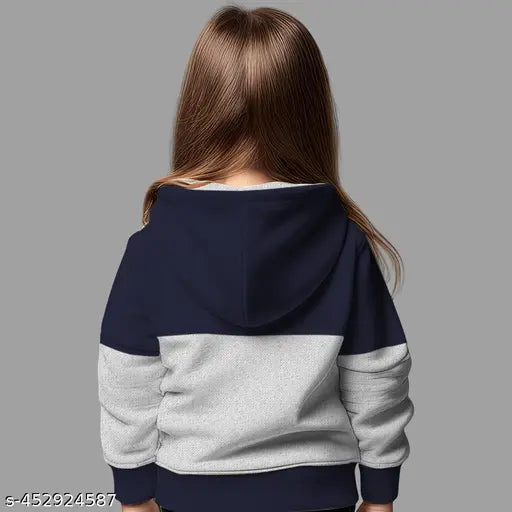 Cotton printed sweatshirt for kids, colorblocked design with long sleeves. Kids size 3-4 years, bust size 12 in, length size 18 in. Made from softest combed cotton. Origin: India