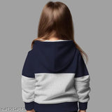Cotton printed sweatshirt for kids, colorblocked design with long sleeves. Kids size 3-4 years, bust size 12 in, length size 18 in. Made from softest combed cotton. Origin: India