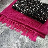 Georgette pink stripe saree with sequence net blouse, free size Indian fashion