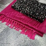 Georgette pink stripe saree with sequence net blouse, free size Indian fashion