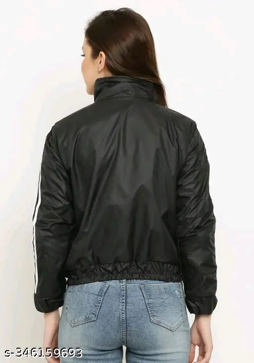 Fleece piping jacket for women, solid color, long sleeves - Indian-made apparel