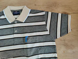 Multicolor striped cotton blend polo neck T-shirt for men, extra large size, India origin