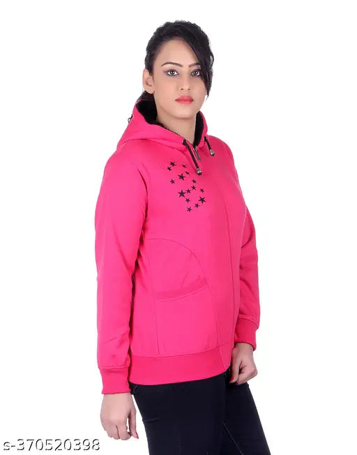 Goodluck Women's star print wool sweatshirt, available in multiple colors for warmth and style. Skin-friendly blend of wool and cotton. Ideal gift option. Made in India