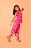 Rayon Misbis Girls printed top & pyjama pants set, 3-4 years - Indian kids' fashion