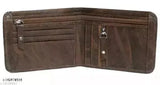 Faux leather men's wallet, 5 card slots, 1 coin pocket, 2 hidden compartments, double zipper design. Solid color, compact yet spacious for casual use. High-quality hardware from India