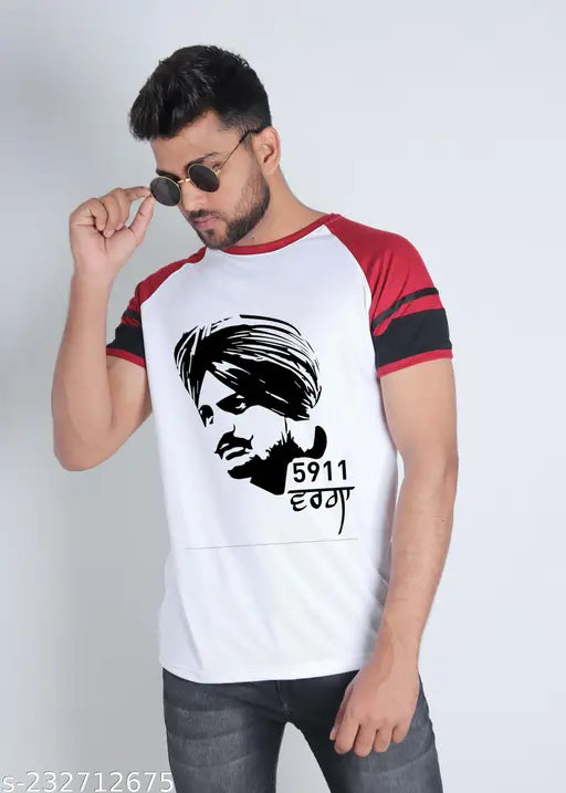 Printed polycotton Sidhu Moosewala t-shirt, round neck, short sleeves, comfortable clothing, weekend wear
