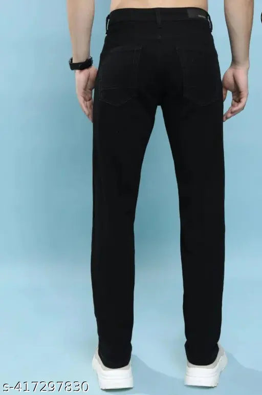 Mens regular slim fit mid rise black cotton jeans, stylish and modern for men's fashion, size 28/30/32, made in India