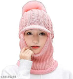 Wool beanie - CAT PICK CAP GIRL, warm winter hat with attached neck cover and mask, Indian-origin