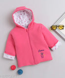Cotton reversible hooded winter jacket for baby (SMILEY APPU), solid pattern, long sleeves, pack of 1