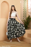 Black Neoen floral print crepe skirt, size 28 (waist 34", length 35")