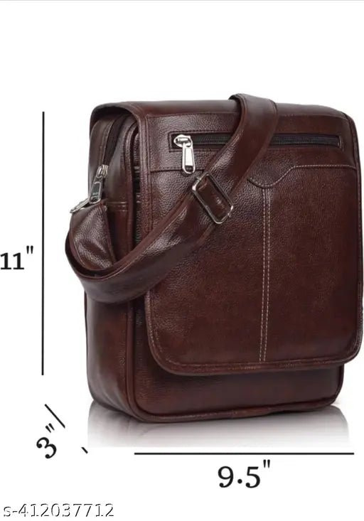 Men's casual crossbody synthetic leather sling bag with adjustable shoulder strap. Textured net pattern, one compartment, and freestyle design for office, travel, or outdoor use. Made by Martucci in India. May slightly vary due to lighting sources or monitor settings