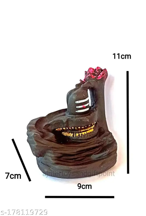 Poly resin Shivling Mahadev Shiva Smoke Fountain, 10 incense sticks included. Indian decor for home office or pooja space