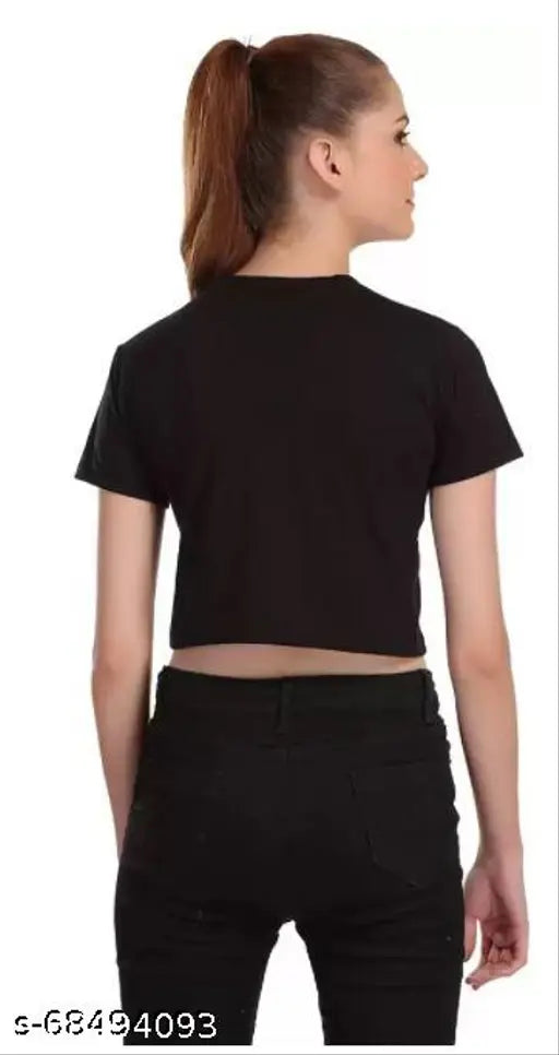 Red cotton crop top with printed net pattern, short sleeves for trendy girls' fashion, India origin