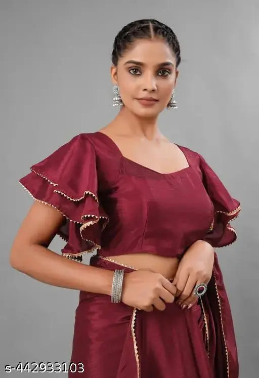 Georgette lace saree stitched blouse, single free-size Indian fashion accessory
