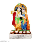 Marbel multi-colored Radha Krishna ji statue, intricately detailed Indian idol of divine love