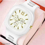 Black and white rubber-strapped analog watch for kids, ideal for parties and casual wear, dual color design