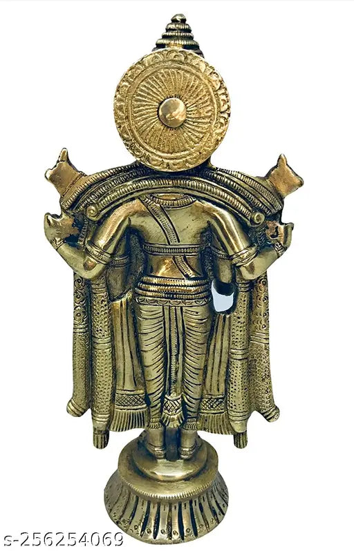 Handcrafted brass Balaji idol, intricate Kuber Handicrafts figurine from India