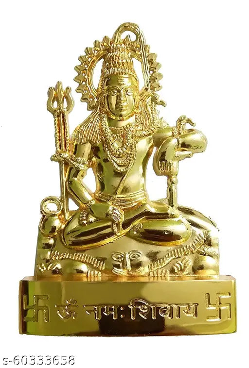 Brass Lord Shiva statue (11 cm height, gold), popular Pooja Samagri for home and temple decoration, ideal for gifting occasions