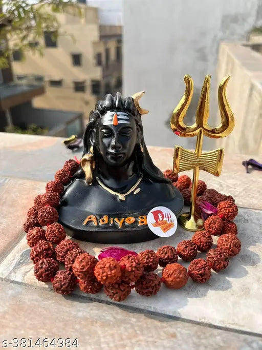 Resin Adi Shankara Adiyogi Shiva Statue for car dashboard, black, 9cm x 9cm x 7cm, Indian temple decor