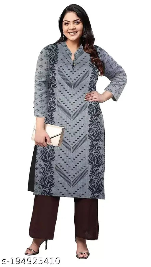 Striped woolen kurti for Winter Season (L-Bust 40in, Size Length 40in), warm and comfortable winter wear from India