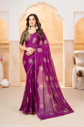 Georgette Indian saree with running blouse in printed pattern, free size (5.5m/0.8m)