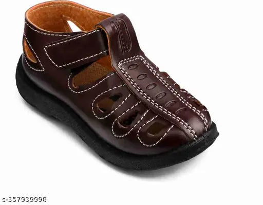 Stylish leather and PU brown kids shoe-sandal for active play from 9 months to 5.5 years, durable, non-slip sole, easy to clean design