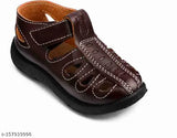 Stylish leather and PU brown kids shoe-sandal for active play from 9 months to 5.5 years, durable, non-slip sole, easy to clean design