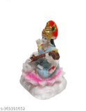 Resin Saraswati statue, marble figurine of Saraswati ji for home temple decor. Dimensions: 10cm L x 11cm H x 10cm B. Made in India