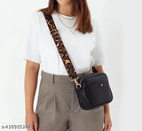 Fashionable PU tiger print sling bag, compact size, adjustable strap, perfect for everyday wear or night out