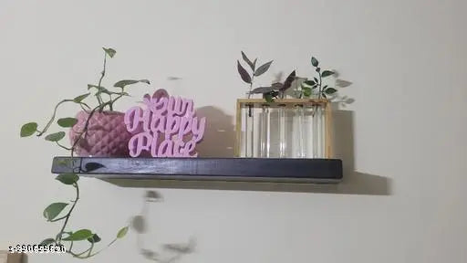 Decorative wooden figurines, "Our Happy Place" quote showpiece for study tables or corporate gifts, Indian origin, 6x7x1 inches