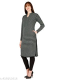 Women's wool three-quarter sleeve checked kurta for winter, warm and stylish fashion in Gillkart shop