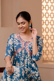 Rayon embroidered and printed Anarkali kurti in various sizes (S-50), three-quarter sleeves, Indian fashion design