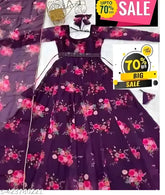 Multicolor georgette party gown with dupatta for women's evening wear, Indian-inspired design