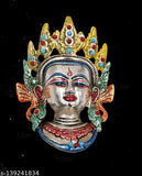 Golden brass Tara Devi mask for Feng Shui prosperity, decorative wall hanging