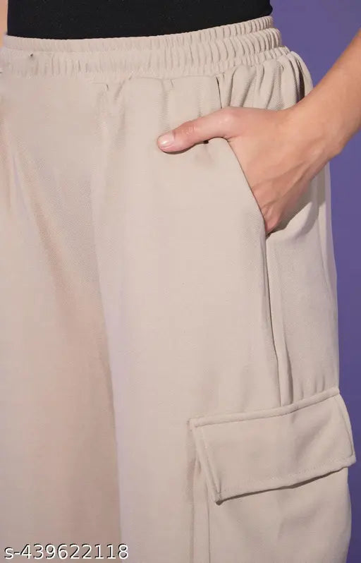 Cotton blend solid navy REXWoman Nara cargo pants, premium quality and accurate stitching for comfortable and long-lasting usage