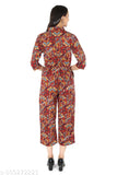 Exclusive premium crepe women's jumpsuit, printed net, three-quarter sleeves, versatile attire for various occasions