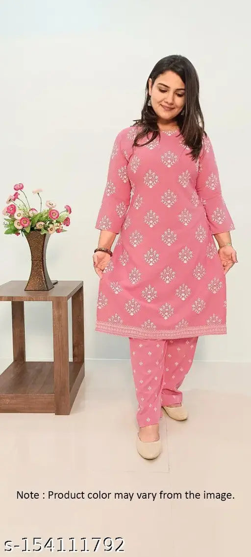 Rich, crepe Mohini print kurti with palazzo set - Indian ethnic wear for women, single size available