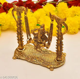 Golden brass Ganesha Jhula Swing with antique finish - intricate handicraft Lord Ganesh statue, perfect for home decor and spiritual gifts