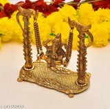 Golden brass Ganesha Jhula Swing with antique finish - intricate handicraft Lord Ganesh statue, perfect for home decor and spiritual gifts