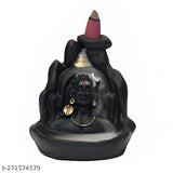 Handcrafted poly resin Shiv Statue with Smoke Fountain and 21 Free Backflow - Perfect for Pooja, Gifts & Home Decor (7 cm L x 12 cm H)
