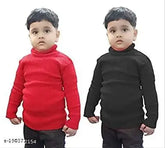 Cotton blend high neck full sleeves T-shirt inner sweater for kids, unisex design for winter A1 by Rzlecort. Soft cotton fabric ensures comfort and safety. Combo pack available, sizes 1-2 Years (Chest: 20in, Length: 15in, Waist: 11in) and 2-3 Years (Chest: 22in, Length: 16in, Waist: 12in), made in India