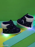navy-blue canvas & PVC slip-on baby booties with printed design, size: 6, 7, 8, 15-18 months or 18-21 months or 21-24 months
