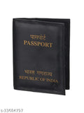Black PU leather travel organizer with passport holder, ideal for men and women, solid design, free size (10x14cm), India-made