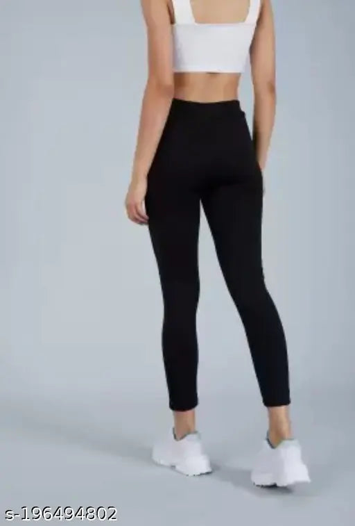 Emprace black lycra jegging (solid), women's clothing item on hanger